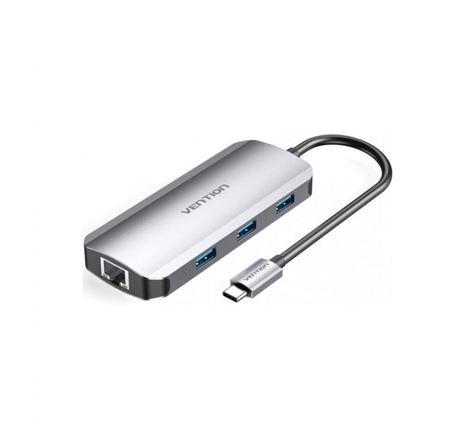 Концентратор Vention USB3.1 Type-C --> HDMI/USB 3.0x3/RJ45/PD 100W Hub 6-in-1 (TOHHB)