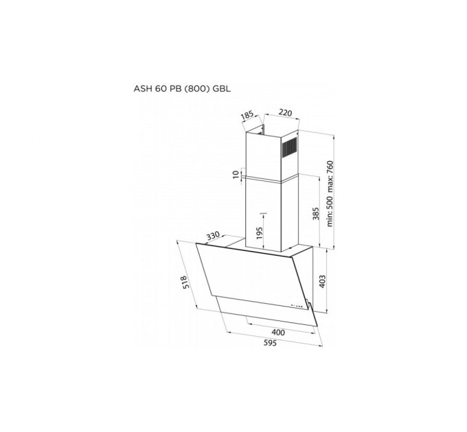 Витяжка кухонна Pyramida ASH 60 PB (800) XGBL