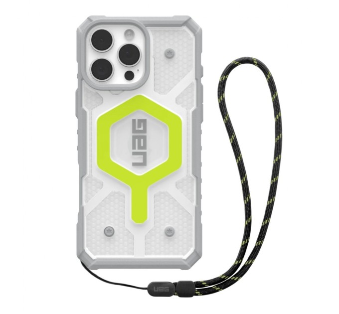 Чохол до мобільного телефона UAG iPhone 16 Pro Max Pathfinder Clear Magsafe Bundle Active Neon Lanyard (1144651BV01)