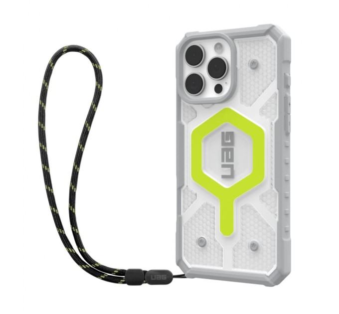 Чохол до мобільного телефона UAG iPhone 16 Pro Max Pathfinder Clear Magsafe Bundle Active Neon Lanyard (1144651BV01)