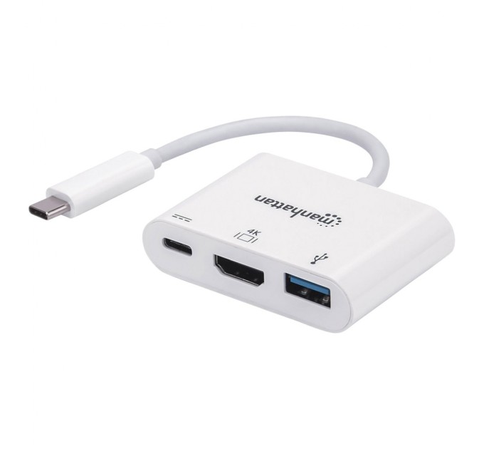 Концентратор Intracom USB3.1 Type-C to HDMI/USB 3.0/PD 60W 4-in-1 White Manhattan (152945)