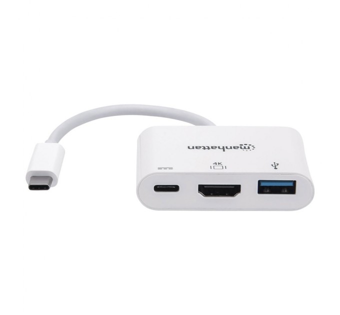 Концентратор Intracom USB3.1 Type-C to HDMI/USB 3.0/PD 60W 4-in-1 White Manhattan (152945)