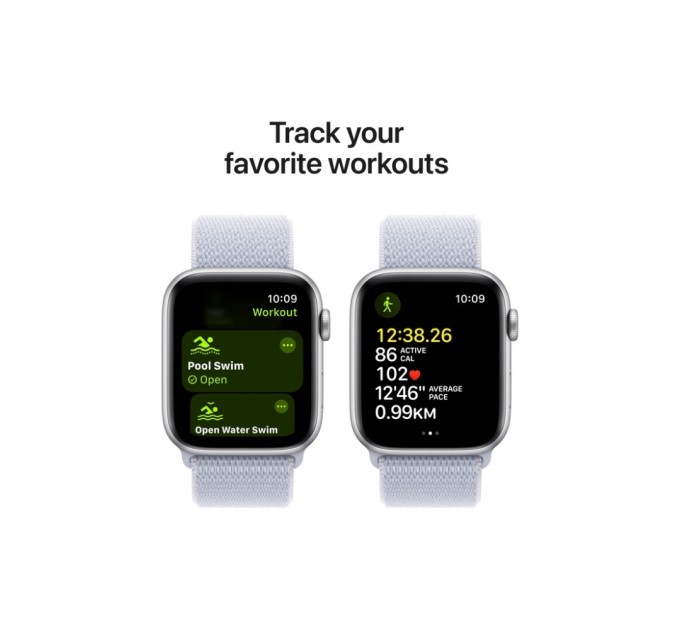 Смарт-годинник Apple Watch SE 2024 GPS 44mm Silver Aluminium Case with Blue Cloud Sport Loop (MXET3QH/A)