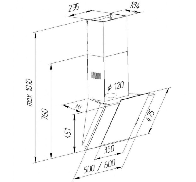 Вытяжка кухонная Pyramida NR-MV 60 (1000) M WH