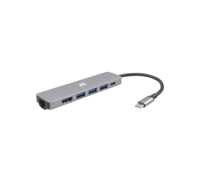 Концентратор 2E USB-C Slim Aluminum Multi-Port 6in1 (2EW-2684)