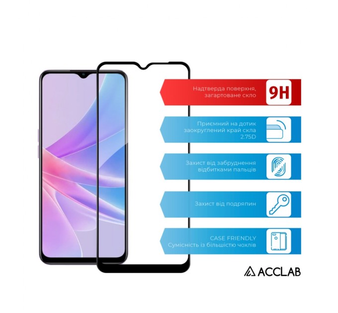 Скло захисне ACCLAB Full Glue Oppo A58 (1283126565144)