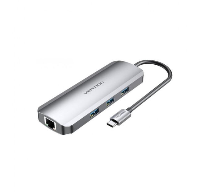 Концентратор Vention USB3.1 Type-C --> HDMI/USB 3.0x3/RJ45/SD/TF/TRRS 3.5mm/PD 10 (TOLHB)