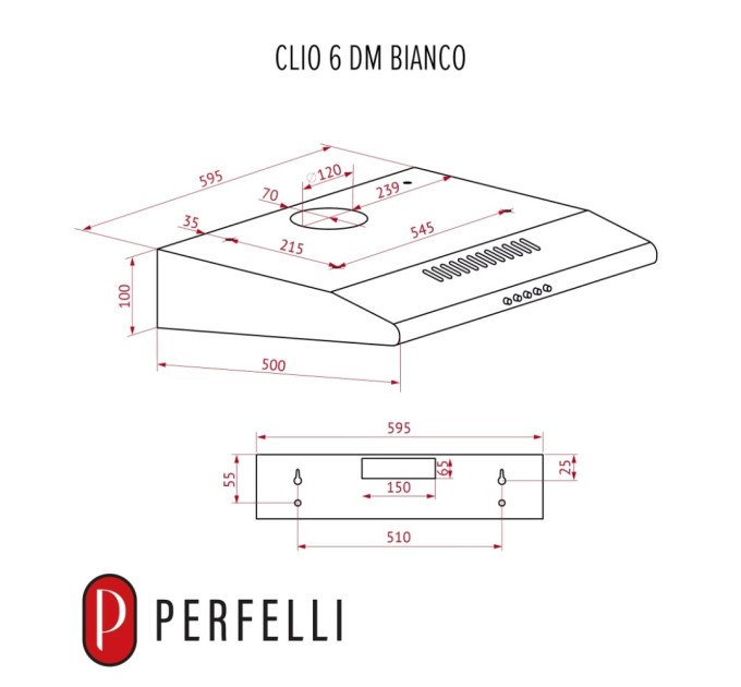 Витяжка кухонна Perfelli CLIO 6 DM BIANCO