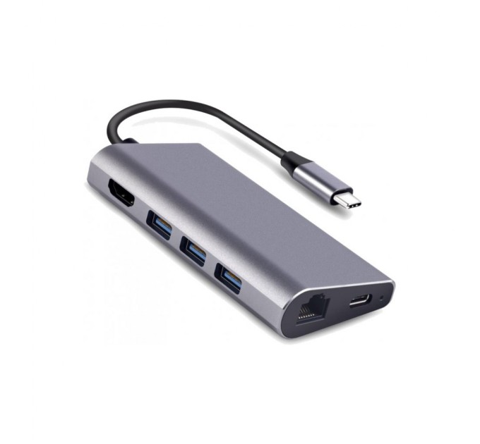 Концентратор Dynamode USB3.1 Type-C to HDMI, 3хUSB3.0, RJ45, USB Type-C Female, SD (Dock-USB-TypeC-HDMI-USB3.0-RJ45)