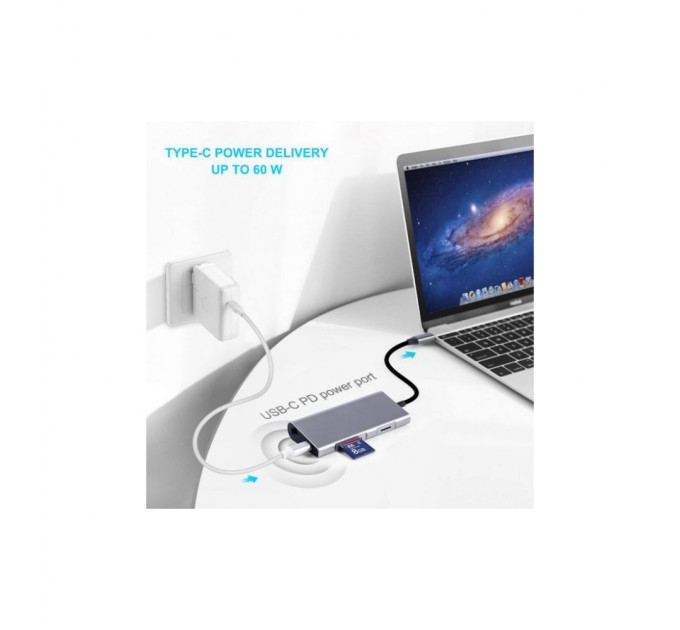 Концентратор Dynamode USB3.1 Type-C to HDMI, 3хUSB3.0, RJ45, USB Type-C Female, SD (Dock-USB-TypeC-HDMI-USB3.0-RJ45)