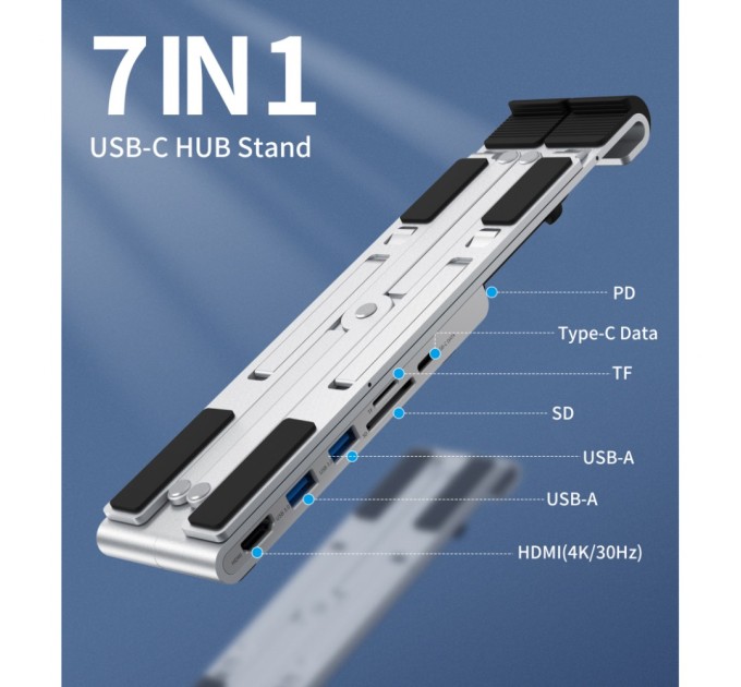 Концентратор Choetech USB-C 7-in-1 (HUB-M43-SL)