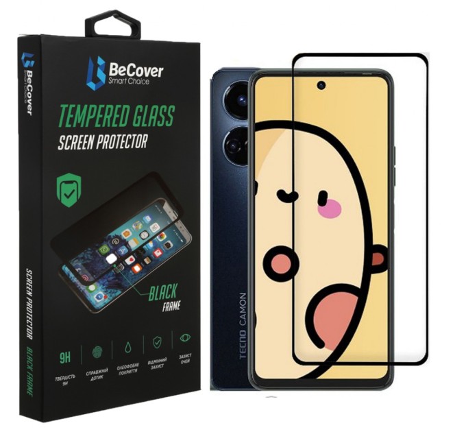 Скло захисне BeCover Tecno Camon 19 Neo (CH6i) Black (708168)