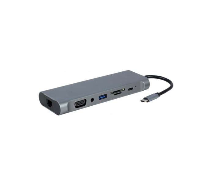 Концентратор Cablexpert USB-C 8-in-1 USB3.0/HDMI/DP/VGA/PD/CR/1Gbit/audio (A-CM-COMBO8-01)