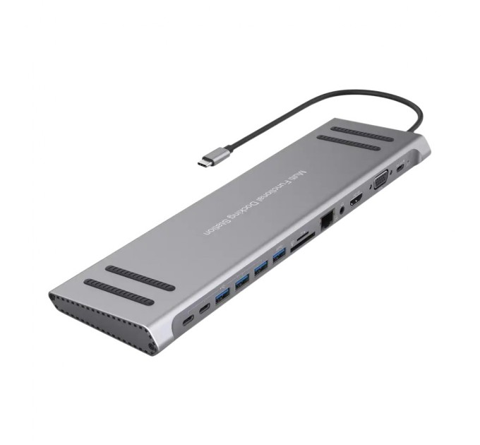 Порт-реплікатор XoKo 14-in-1 Dock USB-C (HDMI/VGA/USB3.0/.../USB-C PD/RJ45/..) (XK-AC1400-SL)