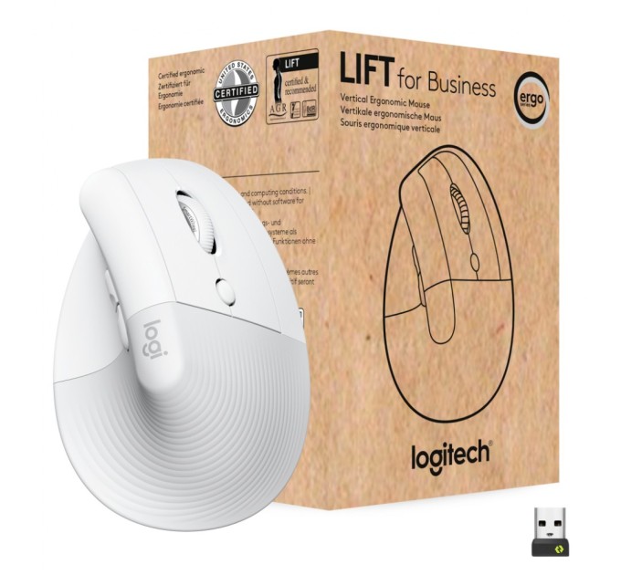 Мишка Logitech Lift Vertical Ergonomic Wireless/Bluetooth for Business Off-white (910-006496)