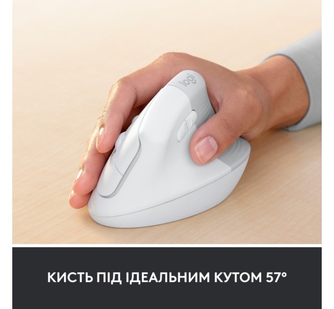 Мишка Logitech Lift Vertical Ergonomic Wireless/Bluetooth for Business Off-white (910-006496)