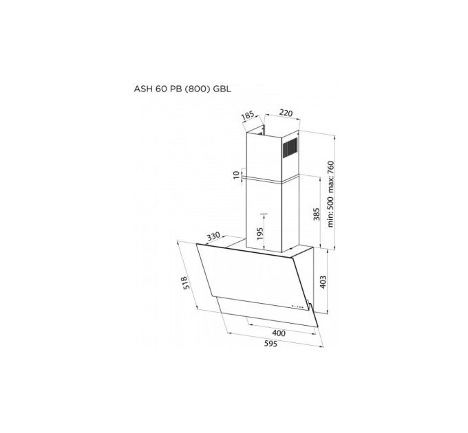 Витяжка кухонна Pyramida ASH 60 PB (800) XGBL