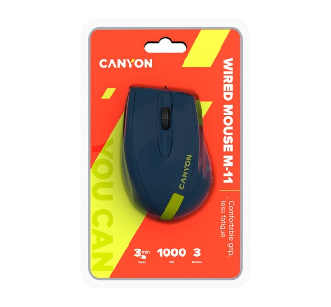 Мишка Canyon M-11 USB Blue/Yellow (CNE-CMS11BY)