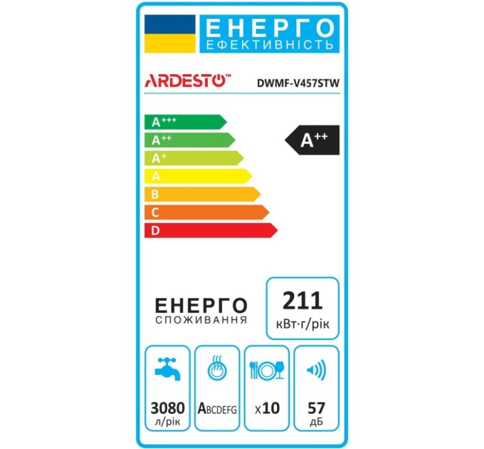 Посудомийна машина Ardesto DWMF-V457STW