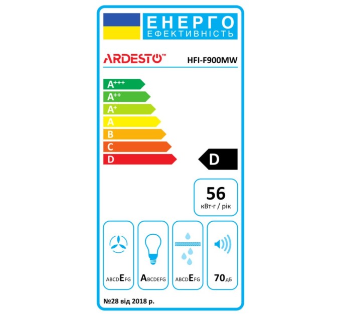 Витяжка кухонна Ardesto HFI-F900MW