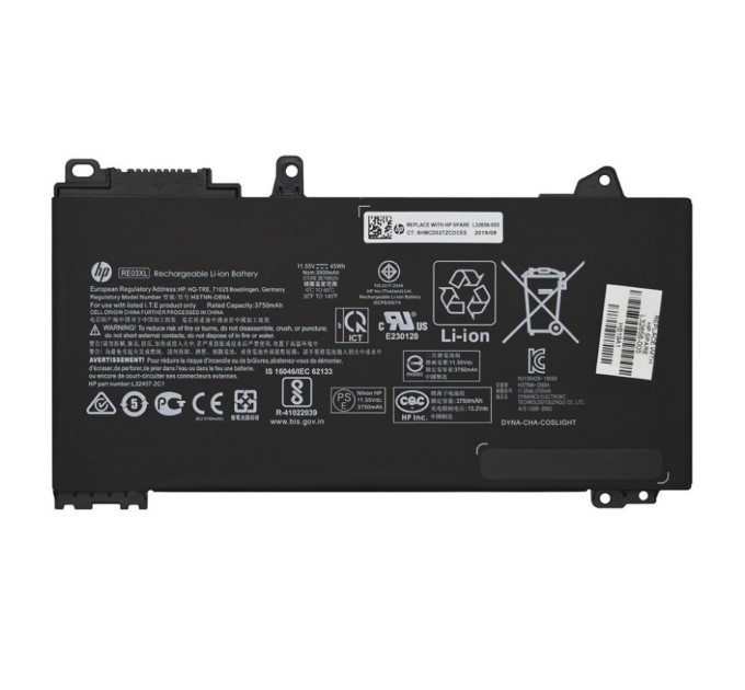 Акумулятор до ноутбука HP ProBook 450 G6 RE03XL, 45Wh (3900mAh), 3cell, 11.55V, Li-ion (A47551)