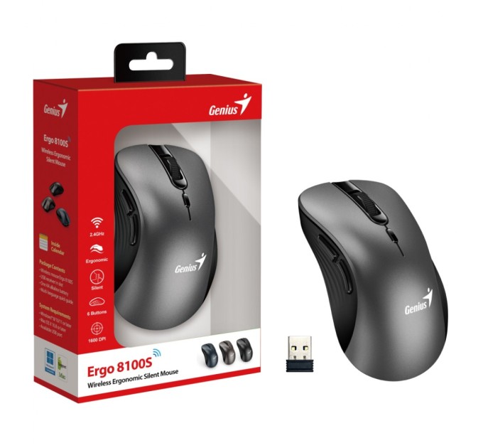 Мишка Genius Ergo 8100S Wireless Gray (31030040401)