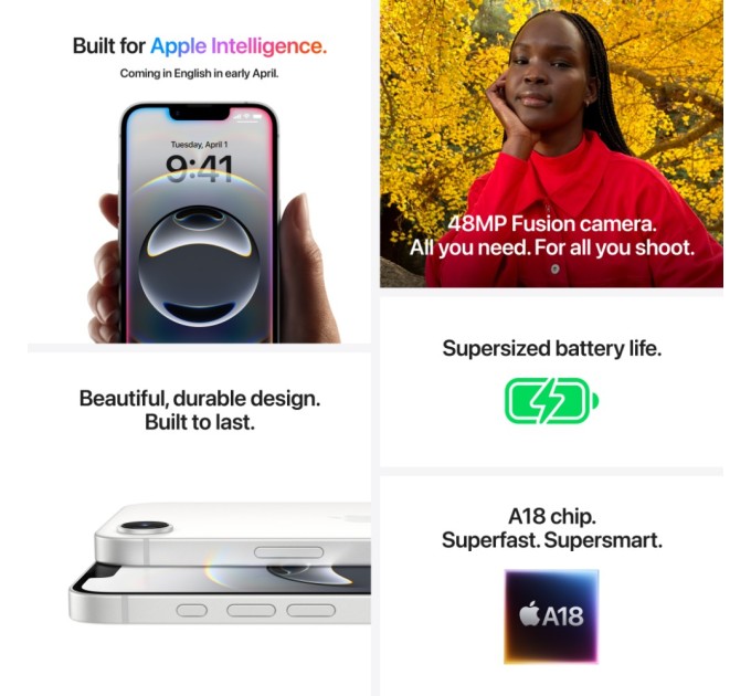 Мобільний телефон Apple iPhone 16e 256GB White (MD1W4)