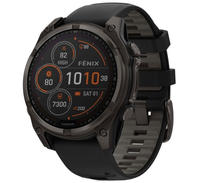 Смарт-годинник Garmin fenix 8 47mm,Saph Solar,CrbnGry Ti/Blk,Blk/PblGryBnd (010-02906-11)