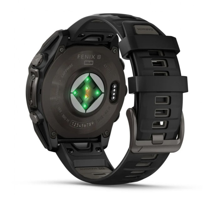 Смарт-годинник Garmin fenix 8 47mm,Saph Solar,CrbnGry Ti/Blk,Blk/PblGryBnd (010-02906-11)