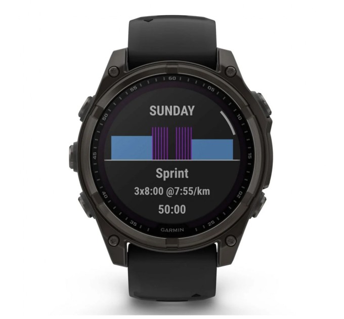 Смарт-годинник Garmin fenix 8 47mm,Saph Solar,CrbnGry Ti/Blk,Blk/PblGryBnd (010-02906-11)