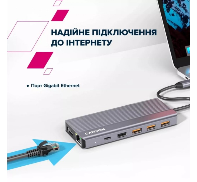 Порт-реплікатор Canyon Docking Station DS-16 13 in 1 4k USB-C hub (CNS-TDS16)