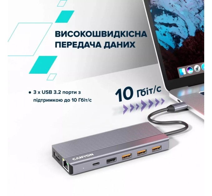 Порт-реплікатор Canyon Docking Station DS-16 13 in 1 4k USB-C hub (CNS-TDS16)