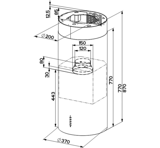 Витяжка кухонна Faber Cylindra Isola Evo Plus Bk Matt A37 (335.0572.104)