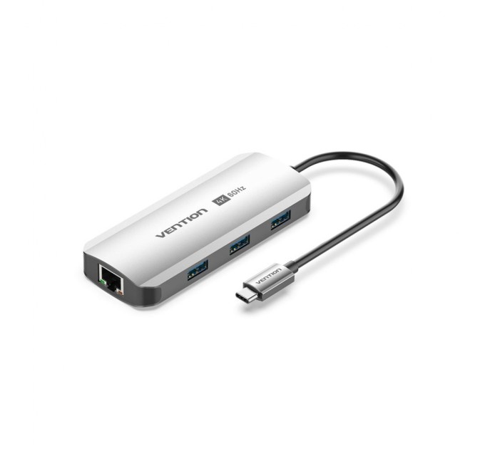 Концентратор Vention USB 3.1 Type-C to HDMI 4K60Hz/USB 3.0x3/RJ45/PD 100W 6-in-1 (TQHHB)