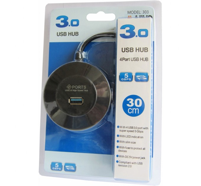 Концентратор Maiwo USB 3.1 Type-C - 4 port USB 3.0 Type-А, cable 30 cm (KH304)