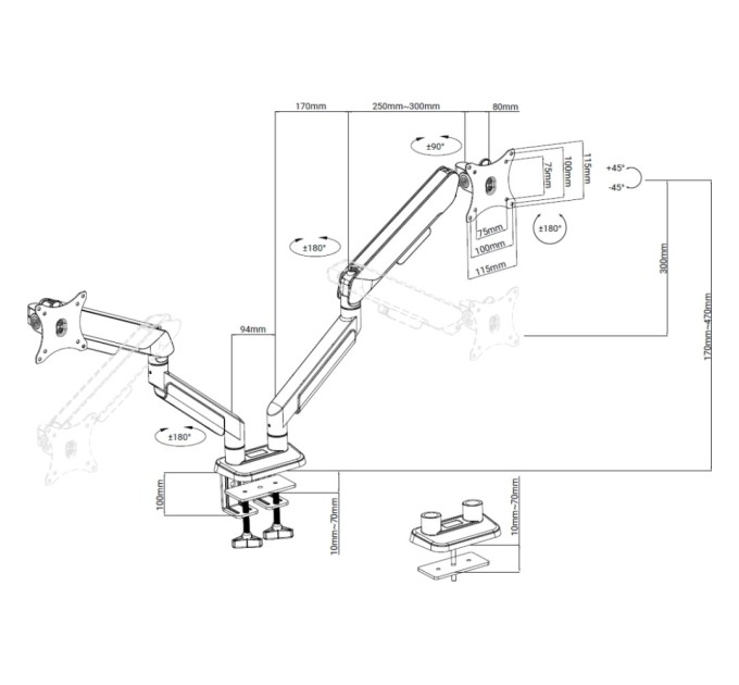 Кронштейн Anda Seat AD-W-A9-2S-BW