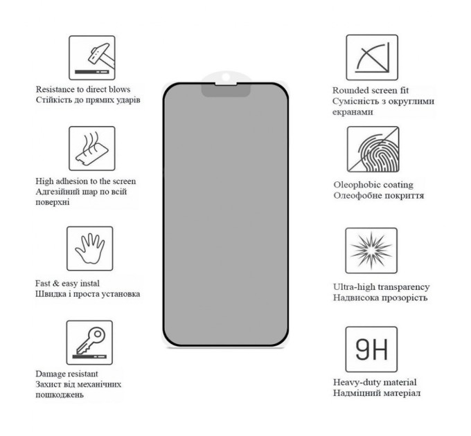 Скло захисне Drobak Matte Ceramics Anty Spy Apple iPhone 15 Pro Max (292927)