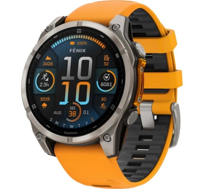 Смарт-годинник Garmin fenix 8 47mm, AMOLED, Saph, Ti/Bare/Grpht, SparkOrg/GrphtBd, (010-02904-11)