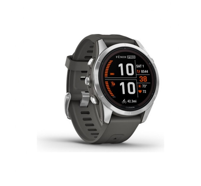 Смарт-часы Garmin fenix 7S Pro Solar, Glass, SS w/Graphite band, GPS (010-02776-01)