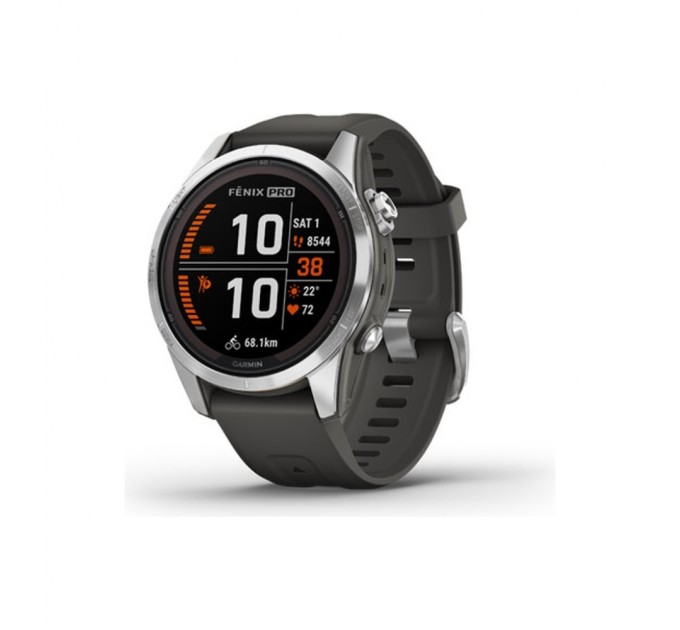 Смарт-часы Garmin fenix 7S Pro Solar, Glass, SS w/Graphite band, GPS (010-02776-01)