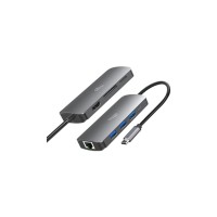 Концентратор Media-Tech USB3.1 Type-C to HDMI/USB 3.0x3/RJ45/SD/MicroSD/PD 100W Hub Pro 8-in-1 (MT5044)