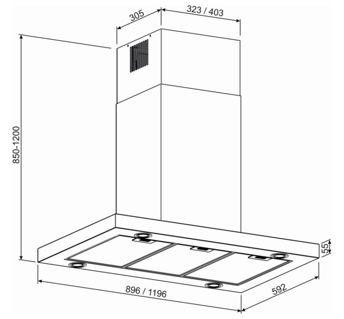Витяжка кухонна GRANADO Segovia 5913-1200 inox (GCH969377)