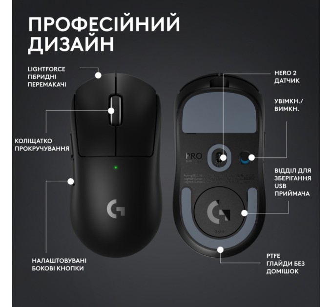 Мишка Logitech G Pro X Superlight 2 Lightspeed Wireless Black (910-006630)