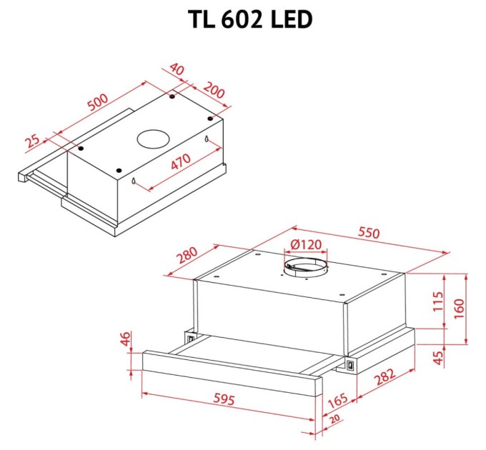 Витяжка кухонна Perfelli TL 602 BL LED