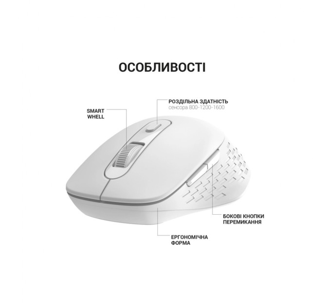 Мишка OfficePro M230W Silent Click Wireless/Bluetooth White (M230W)