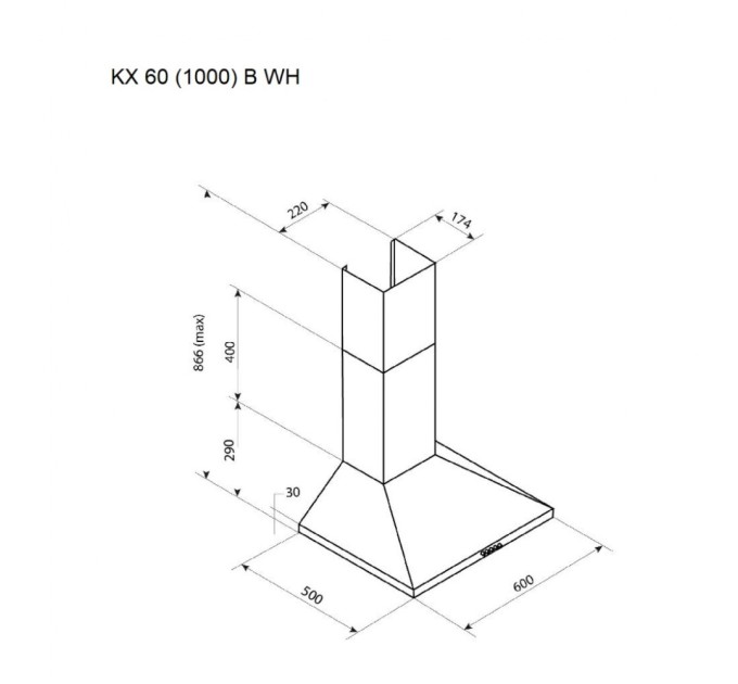 Витяжка кухонна Pyramida KX 60 (1000) B WH