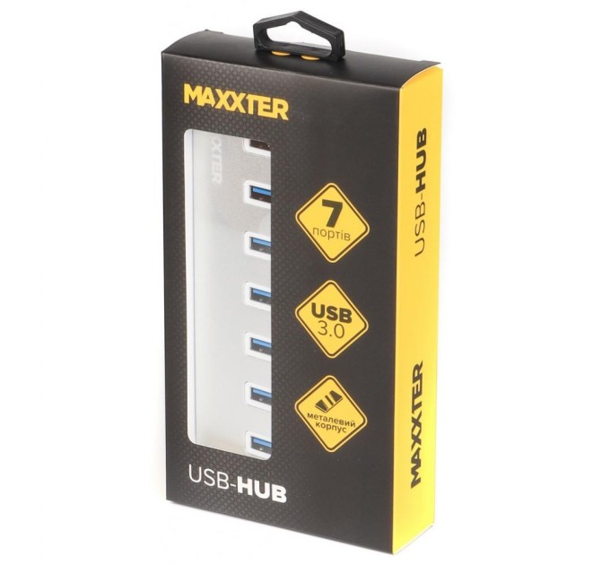 Концентратор Maxxter USB 3.0 Type-A 7 ports silver (HU3A-7P-01)