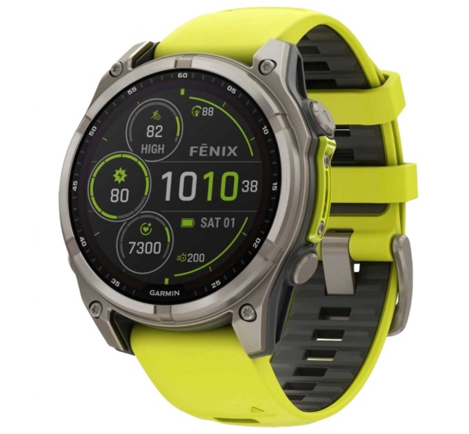 Смарт-годинник Garmin fenix 8 47mm,Saph Solar, BareTi/Graphite,AmpYe/GrphBnd (010-02906-21)