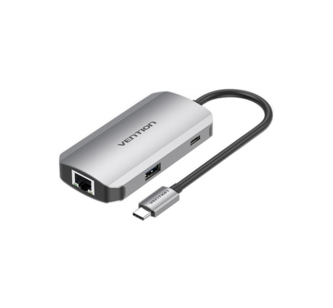 Концентратор Vention USB3.1 Type-C --> USB 3.0x3/RJ45 Gigabit/PD 100W Hub 5-in-1 (TNFHB)