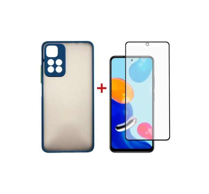 Чохол до мобільного телефона Dengos Kit for Xiaomi Redmi Note 11 Pro case + glass (Blue) (DG-KM-31)